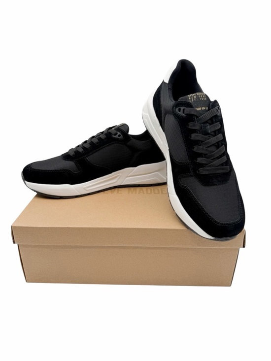 Steve Madden Braddik Lace Up Sneakers Mens Black Low Top Casual 9.5 NEW